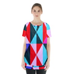 Geometric Pattern Design Angles Skirt Hem Sports Top