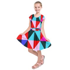 Geometric Pattern Design Angles Kids  Short Sleeve Dress by Nexatart