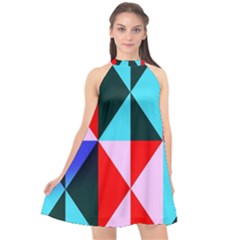 Geometric Pattern Design Angles Halter Neckline Chiffon Dress  by Nexatart