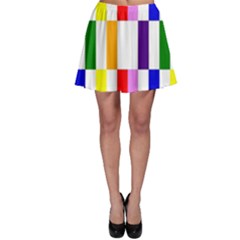 Rainbow Color Blocks Red Orange Skater Skirt by Nexatart