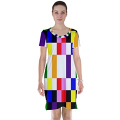 Rainbow Color Blocks Red Orange Short Sleeve Nightdress by Nexatart