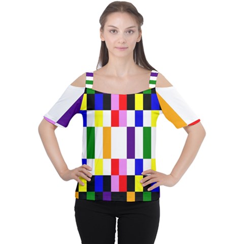 Rainbow Color Blocks Red Orange Cutout Shoulder Tee by Nexatart