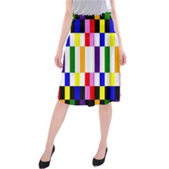 Rainbow Color Blocks Red Orange Midi Beach Skirt by Nexatart