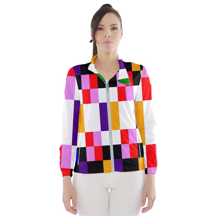 Rainbow Color Blocks Red Orange Wind Breaker (Women)