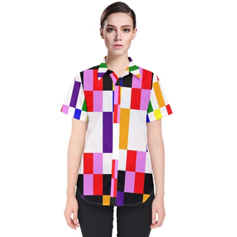 Rainbow Color Blocks Red Orange Women s Short Sleeve Shirt by Nexatart