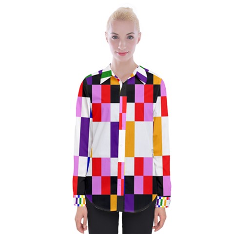 Rainbow Color Blocks Red Orange Womens Long Sleeve Shirt by Nexatart