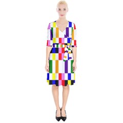 Rainbow Color Blocks Red Orange Wrap Up Cocktail Dress by Nexatart