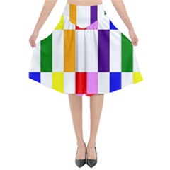 Rainbow Color Blocks Red Orange Flared Midi Skirt by Nexatart