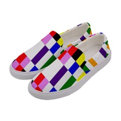 Rainbow Color Blocks Red Orange Women s Canvas Slip Ons by Nexatart