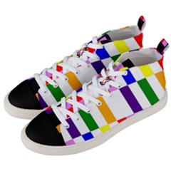 Rainbow Color Blocks Red Orange Men s Mid-top Canvas Sneakers by Nexatart