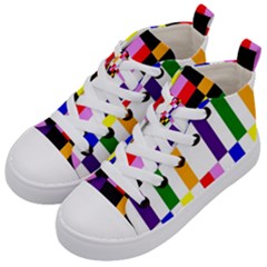 Rainbow Color Blocks Red Orange Kid s Mid-top Canvas Sneakers by Nexatart