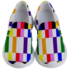 Rainbow Color Blocks Red Orange Kid s Lightweight Slip Ons