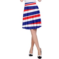 Red White Blue Patriotic Ribbons A-line Skirt by Nexatart