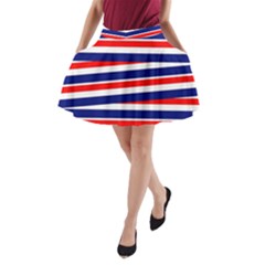 Red White Blue Patriotic Ribbons A-line Pocket Skirt by Nexatart