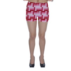 Pink Red Burgundy Pattern Stripes Skinny Shorts by Nexatart