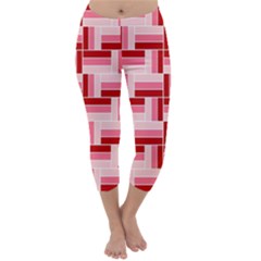 Pink Red Burgundy Pattern Stripes Capri Winter Leggings 