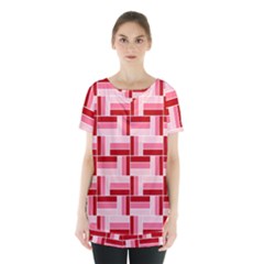 Pink Red Burgundy Pattern Stripes Skirt Hem Sports Top by Nexatart