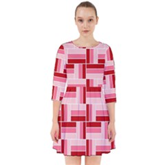 Pink Red Burgundy Pattern Stripes Smock Dress by Nexatart