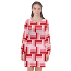 Pink Red Burgundy Pattern Stripes Long Sleeve Chiffon Shift Dress  by Nexatart