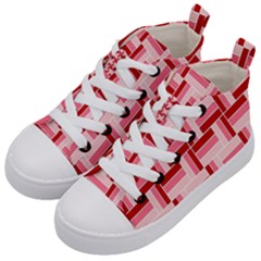 Pink Red Burgundy Pattern Stripes Kid s Mid-top Canvas Sneakers by Nexatart