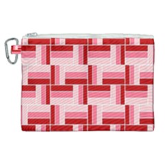 Pink Red Burgundy Pattern Stripes Canvas Cosmetic Bag (xl)