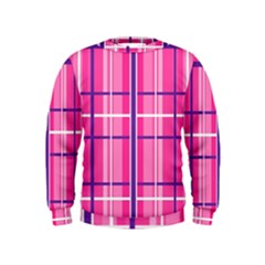 Gingham Hot Pink Navy White Kids  Sweatshirt by Nexatart