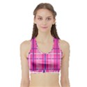 Gingham Hot Pink Navy White Sports Bra with Border View1