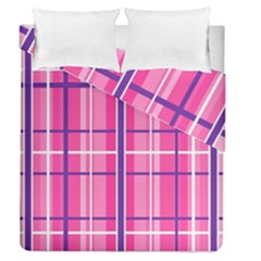 Gingham Hot Pink Navy White Duvet Cover Double Side (queen Size) by Nexatart