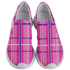 Gingham Hot Pink Navy White Women s Lightweight Slip Ons by Nexatart