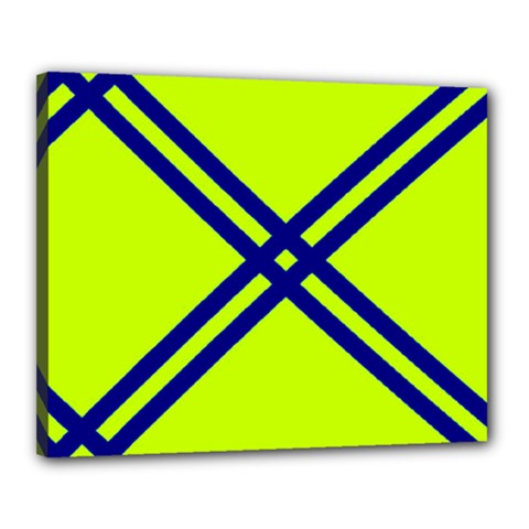 Stripes Angular Diagonal Lime Green Canvas 20  X 16  by Nexatart