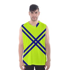 Stripes Angular Diagonal Lime Green Men s Basketball Tank Top by Nexatart