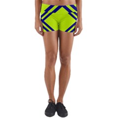 Stripes Angular Diagonal Lime Green Yoga Shorts by Nexatart