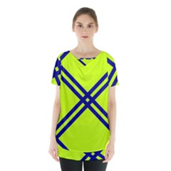 Stripes Angular Diagonal Lime Green Skirt Hem Sports Top by Nexatart