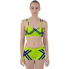 Stripes Angular Diagonal Lime Green Women s Sports Set by Nexatart