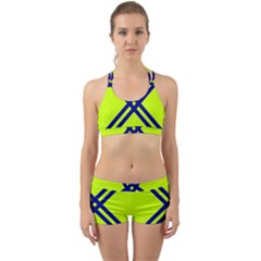 Stripes Angular Diagonal Lime Green Back Web Sports Bra Set by Nexatart