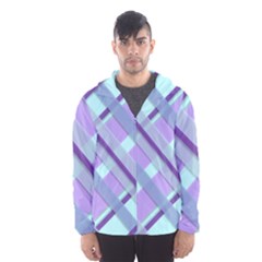 Diagonal Plaid Gingham Stripes Hooded Wind Breaker (men) by Nexatart