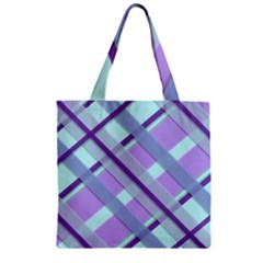 Diagonal Plaid Gingham Stripes Zipper Grocery Tote Bag by Nexatart