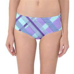 Diagonal Plaid Gingham Stripes Mid-waist Bikini Bottoms by Nexatart