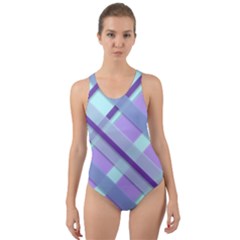 Diagonal Plaid Gingham Stripes Cut-out Back One Piece Swimsuit by Nexatart