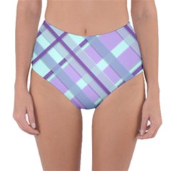 Diagonal Plaid Gingham Stripes Reversible High-waist Bikini Bottoms by Nexatart