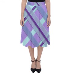 Diagonal Plaid Gingham Stripes Folding Skater Skirt by Nexatart