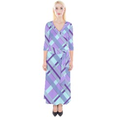 Diagonal Plaid Gingham Stripes Quarter Sleeve Wrap Maxi Dress by Nexatart