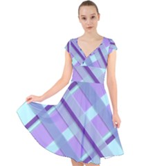 Diagonal Plaid Gingham Stripes Cap Sleeve Front Wrap Midi Dress by Nexatart