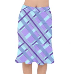 Diagonal Plaid Gingham Stripes Mermaid Skirt by Nexatart