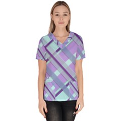 Diagonal Plaid Gingham Stripes Scrub Top