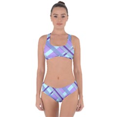 Diagonal Plaid Gingham Stripes Criss Cross Bikini Set by Nexatart