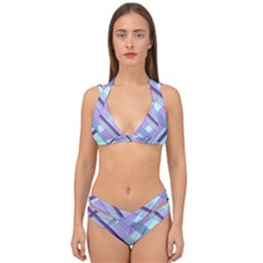 Diagonal Plaid Gingham Stripes Double Strap Halter Bikini Set by Nexatart