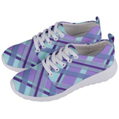 Diagonal Plaid Gingham Stripes Men s Lightweight Sports Shoes by Nexatart