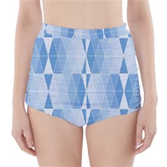 Blue Monochrome Geometric Design High-waisted Bikini Bottoms by Nexatart