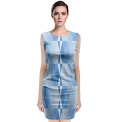 Blue Monochrome Geometric Design Classic Sleeveless Midi Dress by Nexatart